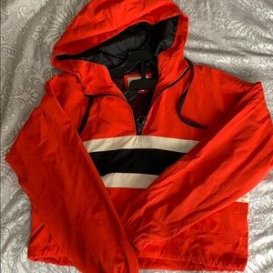 Forever 21 cropped hooded half zipper windbreaker